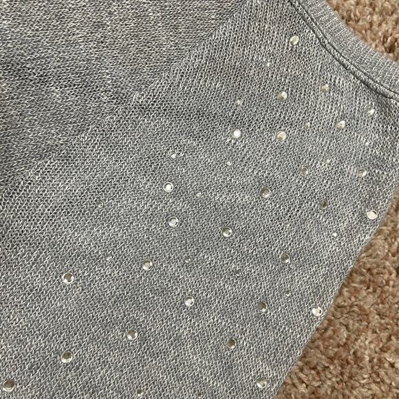 Victoria’s Secret PINK Light Gray Scoop Back Rhinestone Bling Slouchy Sweater XS - Picture 10 of 16